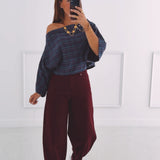 FIEN DARK BLUE CHECKERED BLOUSE