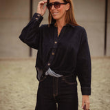 DARK BLUE DENIM BUTTON BLOUSE 3252