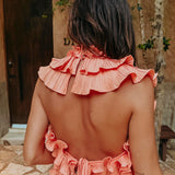 ALONDRA PEACH RUFFLE BLOUSE