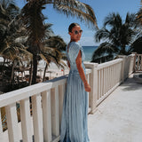 CASCADA DE AMOR BLUE PLISSE DRESS