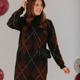 ANOUCK GREY/BROWN ARGYLE DRESS