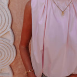 GHIZLANE LIGHT PINK OPEN BACK BLOUSE