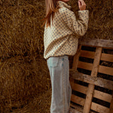 DAWSIE BEIGE SOFT POLKADOTS TEDDY SWEATER