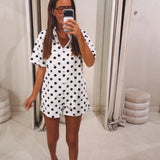 WENDY WHITE POLKADOTS PLAYSUIT