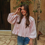 PARADISE OLD PINK OPEN BACK BLOUSE