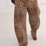 LEOPARD BROWN BARREL PANTS W5010 EXTRA LONG