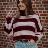 ZAYA BORDEAUX ROLLNECK STRIPED SWEATER