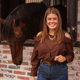 BLAKELY BROWN CUT-OUT BLOUSE