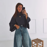 ANYA DARK BLUE STRIPED SWEATER