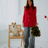 CUPID RED SLEEVELESS BLAZER