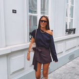 BRIGITTE ASYMMETRIC DARK BLUE T-SHIRT