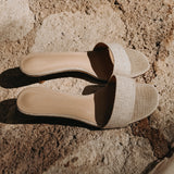 MARITZA BEIGE LINEN HEELS