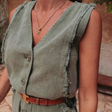 RAQUEL KHAKI DENIM PLAYSUIT
