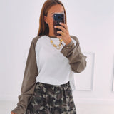ELOWEN KHAKI/WHITE LONGSLEEVE SHIRT