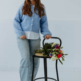 DIANA BLUE RIBBED CARDIGAN