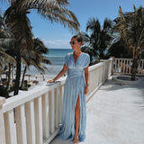 CASCADA DE AMOR BLUE PLISSE DRESS