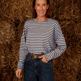 KAELINOR BROWN/BLUE STRIPED LONGSLEEVE SHIRT