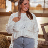 ESTHER ECRU KNITTED SEQUIN SWEATER