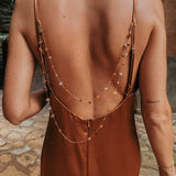 MELOSA TERRACOTTA SATIN PEARL DRESS PRE-ORDER