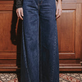 DARK BLUE PALAZZO WIDE LEG JEANS 636-F