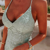 CHADIA MINT GREEN LACE DRESS
