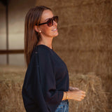 ONYX DARK BLUE BUTTON SWEATER