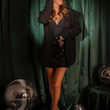 TWINKLING BLACK FLOWER SKIRT