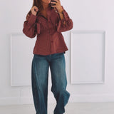 HARRIET BURGUNDY CHECKERED BLOUSE