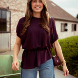 CERELIA BURGUNDY RIBBED BLOUSE