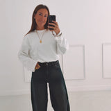 JOELLE WHITE RHINESTONE LONGSLEEVE SHIRT