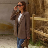 JUNIA TAUPE STRIPED BLAZER