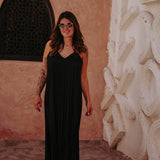 RIHAM BLACK PLISSE DRESS