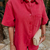 HELOISA RED DENIM PLAYSUIT