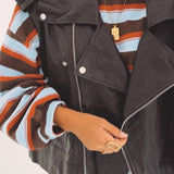 TINA BROWN LEATHER SLEEVELESS JACKET