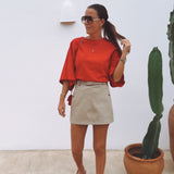CALETA TAUPE BELT SKORT