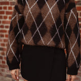 YELENA BLACK ARGYLE SWEATER