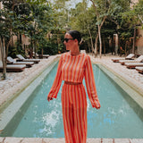 NOCHE ORANGE/PINK CROCHET PANTS