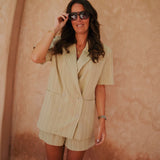 NASIM BEIGE STRIPED TWO-PIECE SET