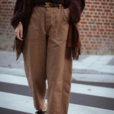 ELIDI DARK BEIGE BALLOON PANTS