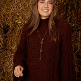 AVERY BROWN CABLE KNIT SWEATER