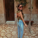 ALONDRA KHAKI RUFFLE BLOUSE