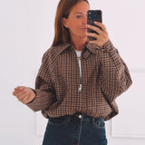 MAISIE BEIGE CHECKERED ZIP JACKET