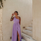 NABILA ALLURE PURPLE ONE SHOULDER DRESS