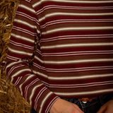 CADENCE BURGUNDY/BROWN STRIPED LONGSLEEVE SHIRT