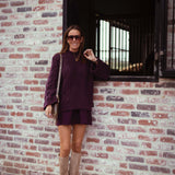 AVERY BURGUNDY CABLE KNIT SWEATER