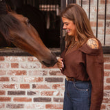 BLAKELY BROWN CUT-OUT BLOUSE