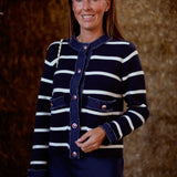 TAWNY DARK BLUE STRIPED CARDIGAN