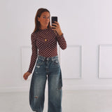 MIREYA BURGUNDY POLKADOTS LONGSLEEVE SHIRT