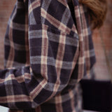 HAZY HUG DARK BLUE CHECKERED BLOUSE