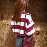 PRE-ORDER MARABETH BURGUNDY STRIPED SWEATER